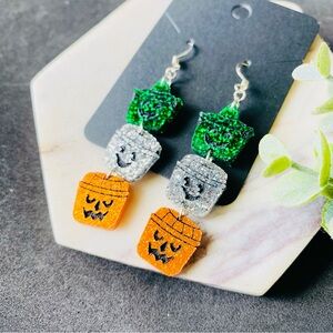 Halloween Happy Meal Bucket Earrings Dangle Retro Style